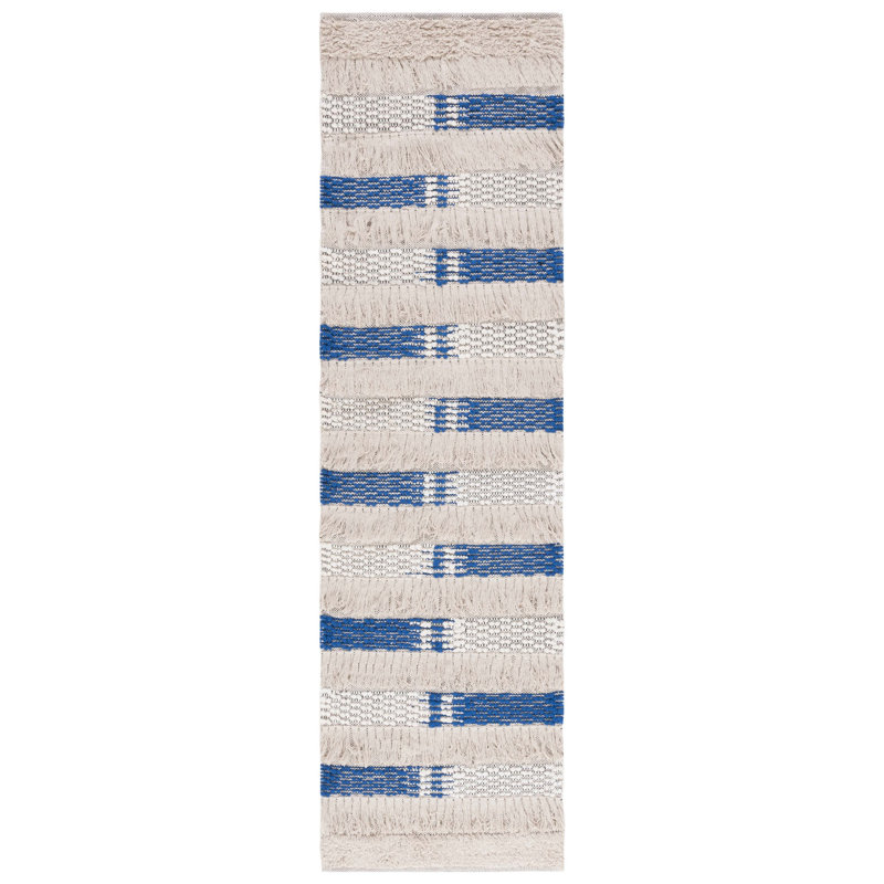Tapis rayé en coton tissé à la main Stanwick, Tapis de couloir 2 pi 3 po x 8 pi