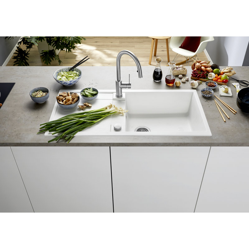 Metra Xl Single Bowl Inset Kitchen Sink, White