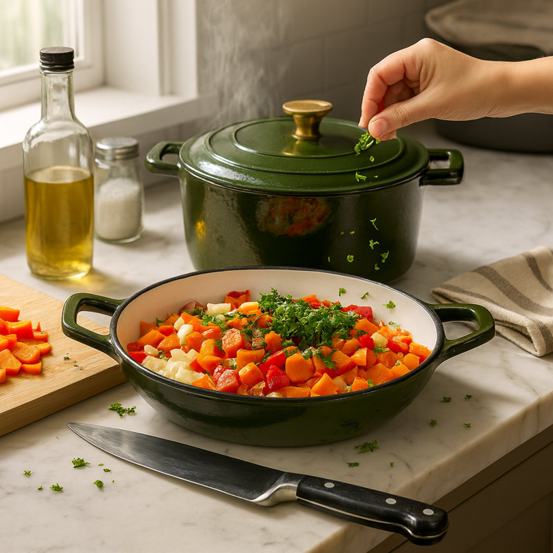 Argon Tableware 2pc Cast Iron Casserole Dish Set, 4.5 L, Green