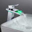 Sumerain Contemporary LED Waterfall Bathroom Sink Faucet, Single Handle Single Hole Vessel Faucet with Colour-Changing Temperature-Sensing Light, Chrome