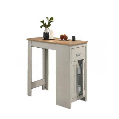 Alfonso 47" Light Gray Small Space Counter Height Dining Table With Cabinet And Drawer Storage