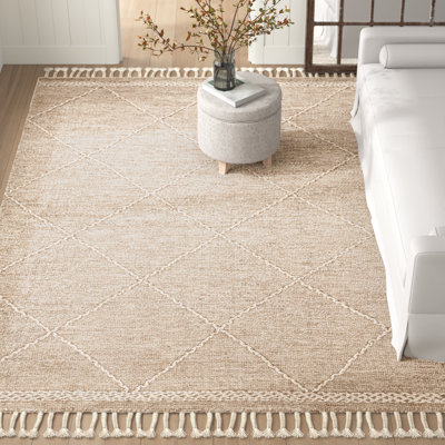 Tapis beige tissé à plat à la main Charlie