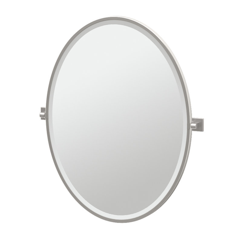 Miroir ovale encadré Elevate | Miroir de meuble-lavabo pivotant et biseauté, H 33 po x l 28,25 po, Noir mat