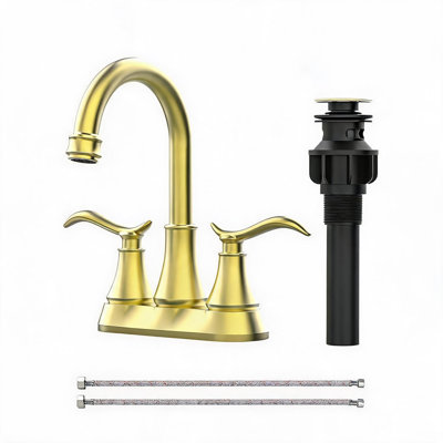 Robinet de lavabo de salle de bain en métal brossé de 4 pouces avec bec pivotant à arc haut pivotant à 360 degrés et bonde escamotable