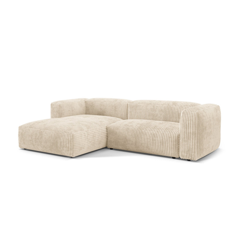 Betsayda 2 Seater Corduroy Corner Sofa , Light Beige