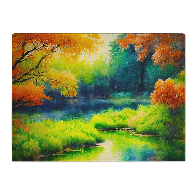 Watercolour Pond Vol.3  Glass Chopping Board