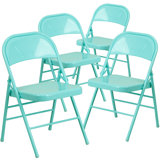 HERCULES COLORBURST Series Triple Braced & Double Hinged Folding Chair
