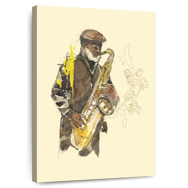 Abarca Floral Saxophone Player, 45" H x 30" W