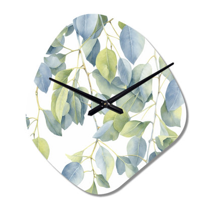 Horloge murale Swoyersville, blanc, vert, minimalisme, eucalyptus Essence II