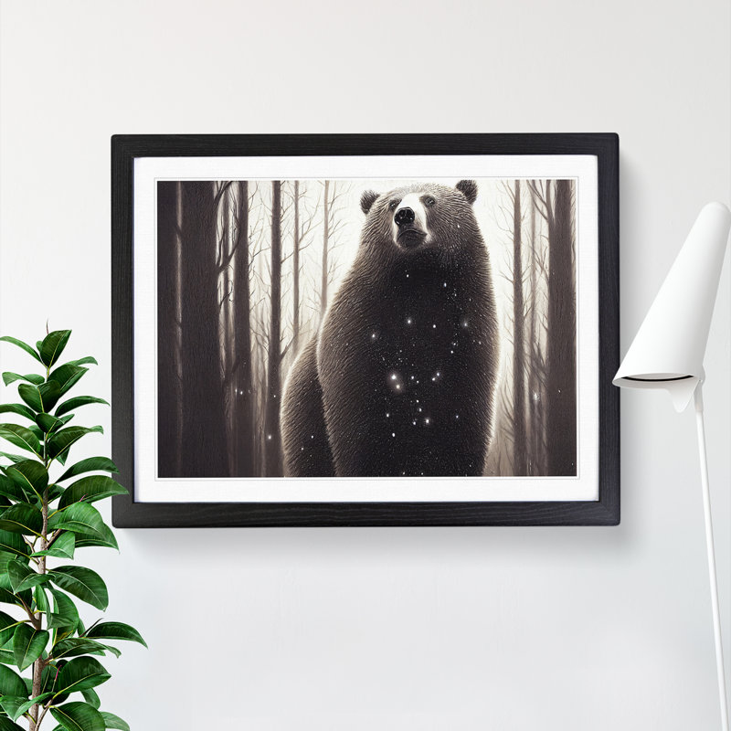 Evocative Bear - Single Picture Frame Painting, Black, 46cm H x 64cm W x 2cm D