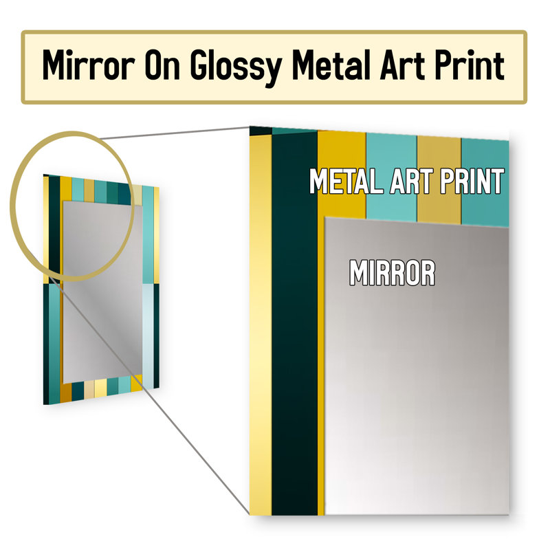 Harmonie rayée verte et jaune Naved - miroir mural unique, art moderne imprimé, 40 po x 30 po