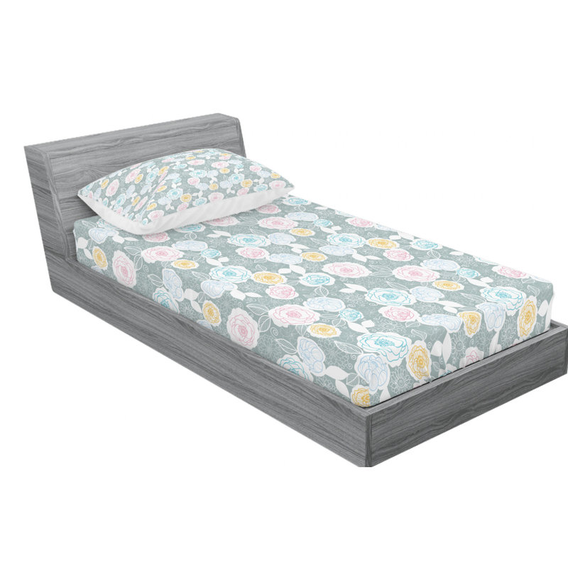 Microfiber Floral Sheet Set, Twin XL Sheet Set with Fitted Sheet