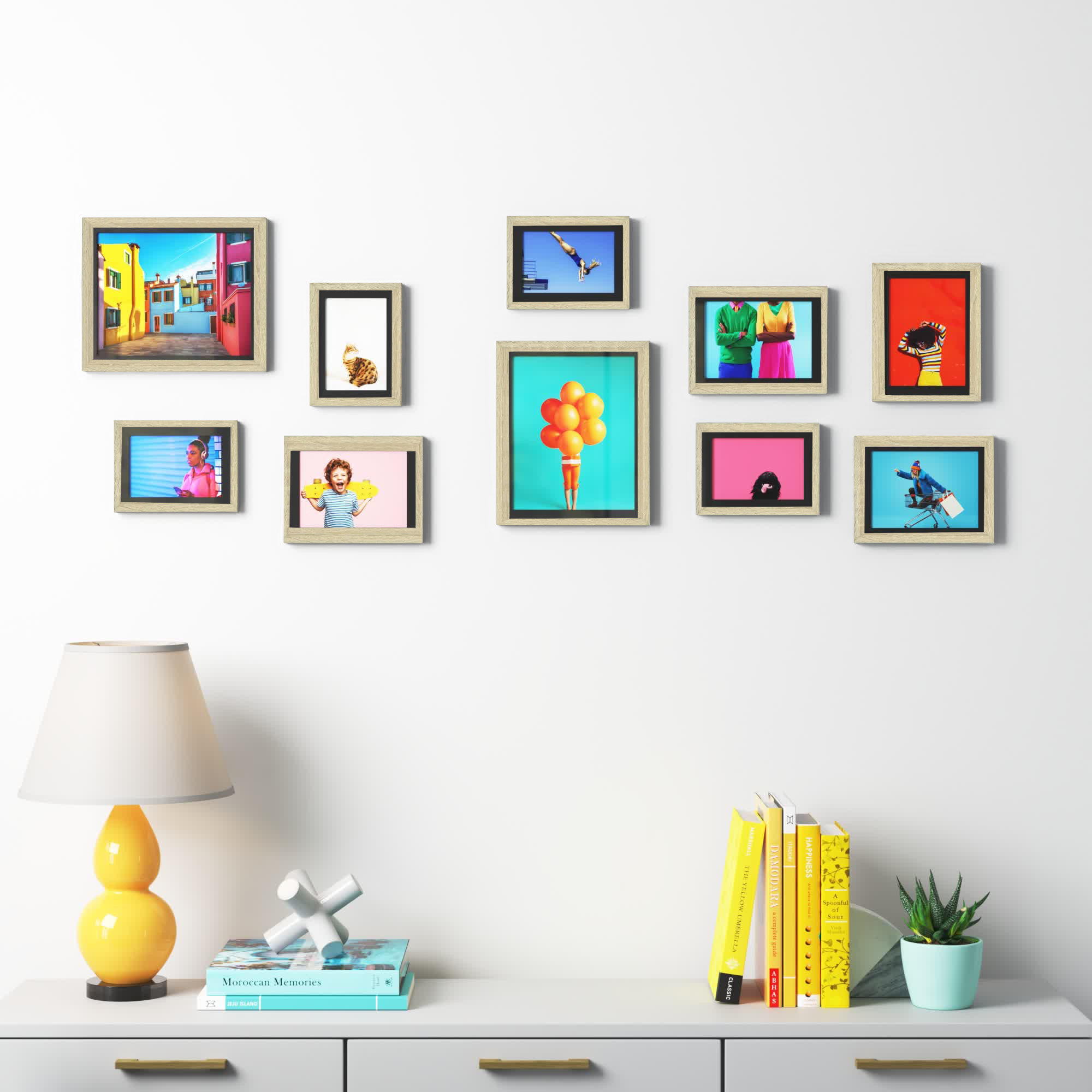 Core Art 4x4 Picture Frames Brown Square Photo Frames Set of 2, Colorful Frame with HD Plexiglas, Wall or Tabletop Display