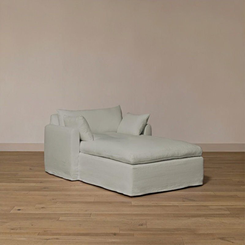 Méridienne simple et moderne en lin, Vert grisâtre