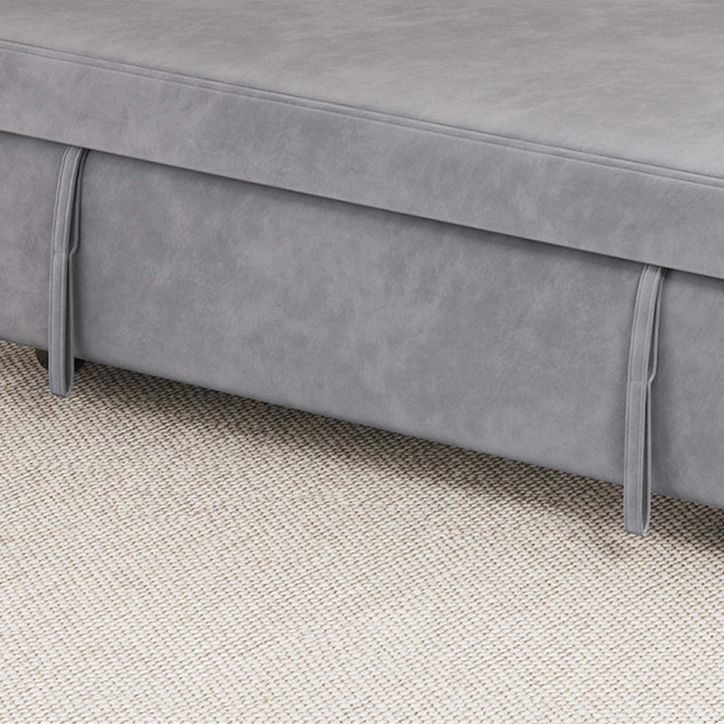 Sofa pull-out bed includes two pillows, Grey Faux Leather