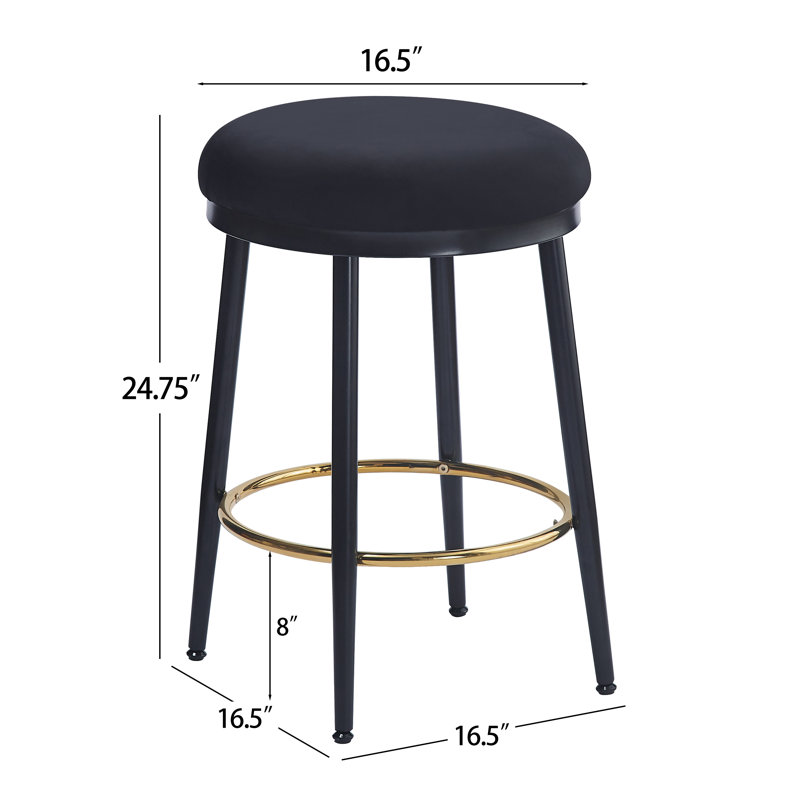 Yamanda 24.75" Modern Counter Stools, Black, Set of 2