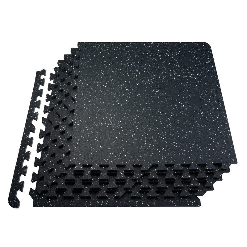 6 PCS 0.56" Thick Gym Floor Mats, 24" x 24" EVA Foam & Rubber Top Interlocking Workout Floor Mats