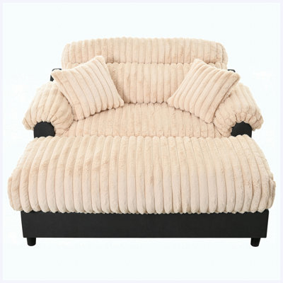 Chaise Lounge Sofa Cloud with Pillows Plush Champagne for Living Room