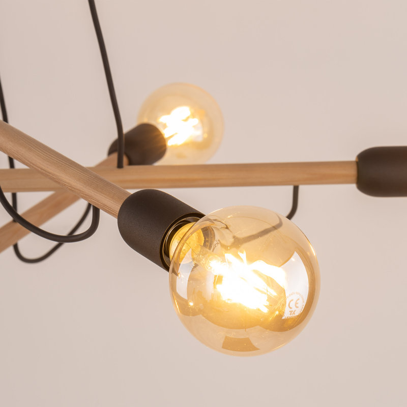 Anupam 6 - Light Stainless Steel Cluster Pendant, Light brown