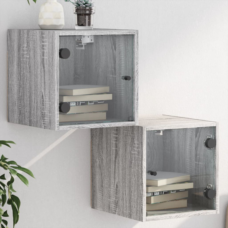 Masir 35 cm W Bedside Table, Grey Sonoma, Set of 2