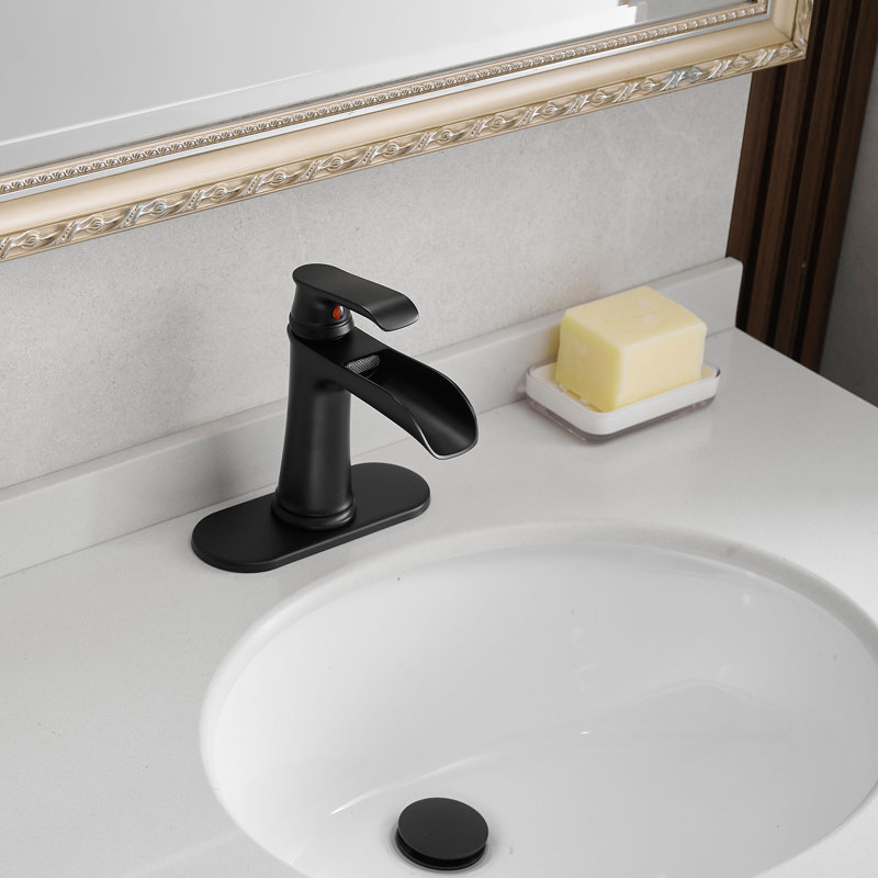 Waterfall Single-Hole Single-Handle Bathroom Faucet, Black