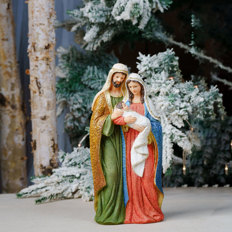 Statue de la Sainte-Famille, statue de Marie Joseph, cadeau de la Nativité, Catholique, 8.25, Red
