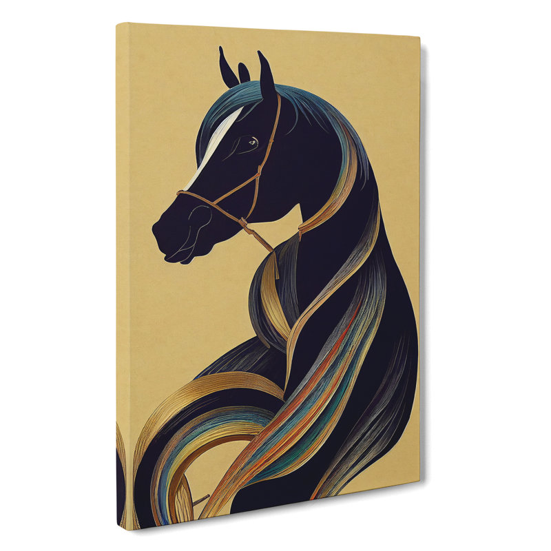 Art Deco Horse No.2 - Wrapped Canvas Print, 60cm H x 40cm W x 3cm D