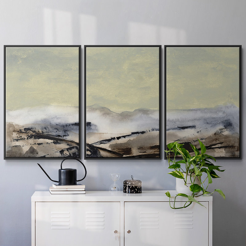 Shanthih I - Toile encadrée multi-pièces, Noir, H 24 po x l 48 po x P 2 po