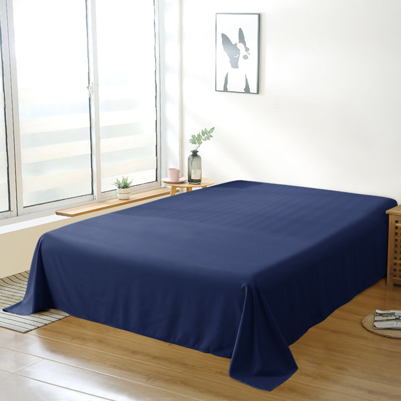 Drap plat en microfibre , Bleu marine, Drap plat pour lit simple TG