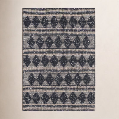 Altie Charcoal Beige Hand-Woven Geometric Rug