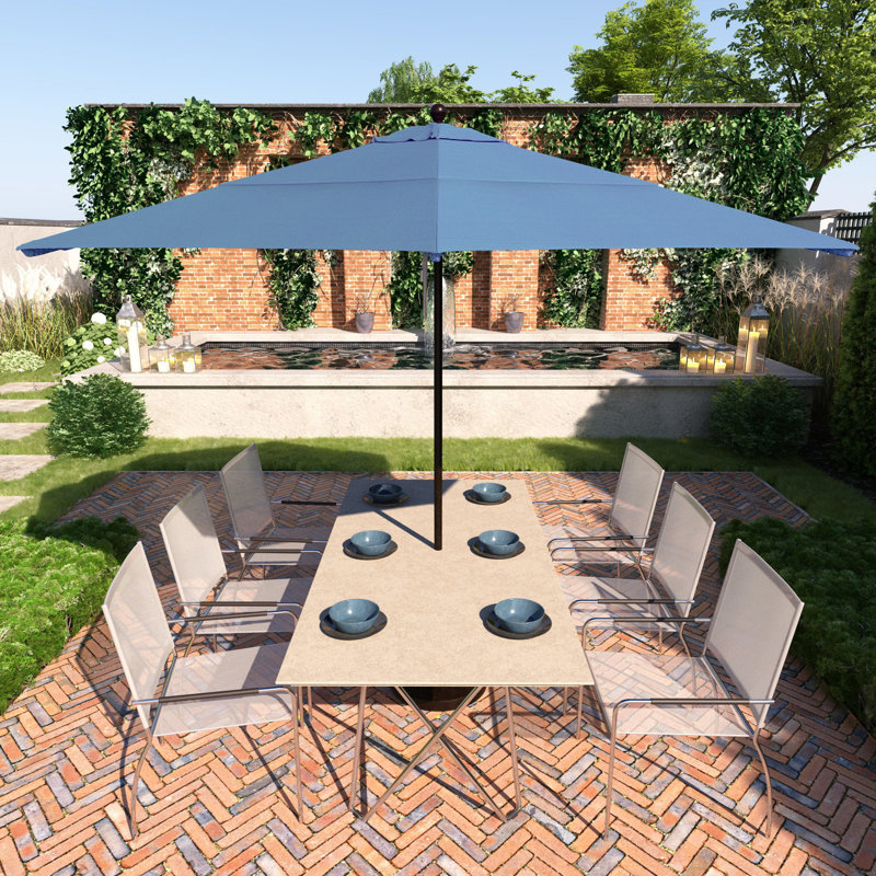 Delora 132'' Market Umbrella, Capri Performance Canvas, Black