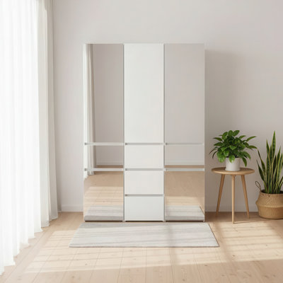 Marsden Modular Wood Closet System With Mirror In White