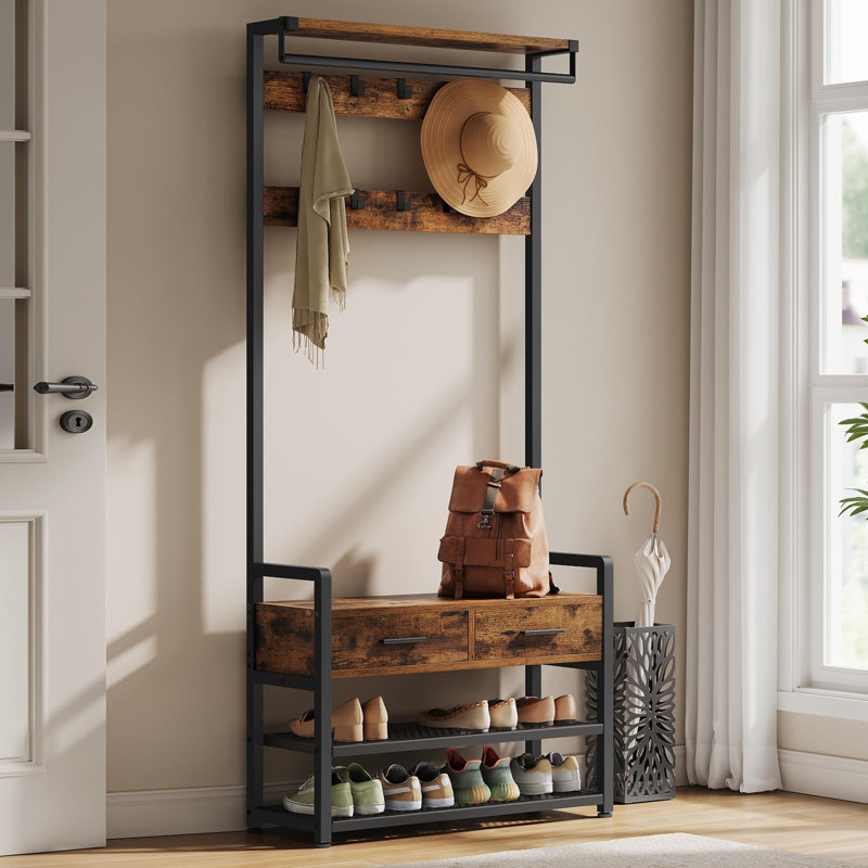 Entryway Coat Rack, Vintage Brown