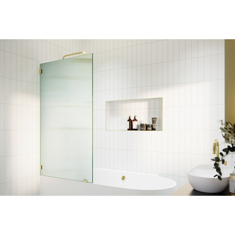 Gaia 30 in. x 58.25 in. Frameless Fluted Single Fixed Bath Panel