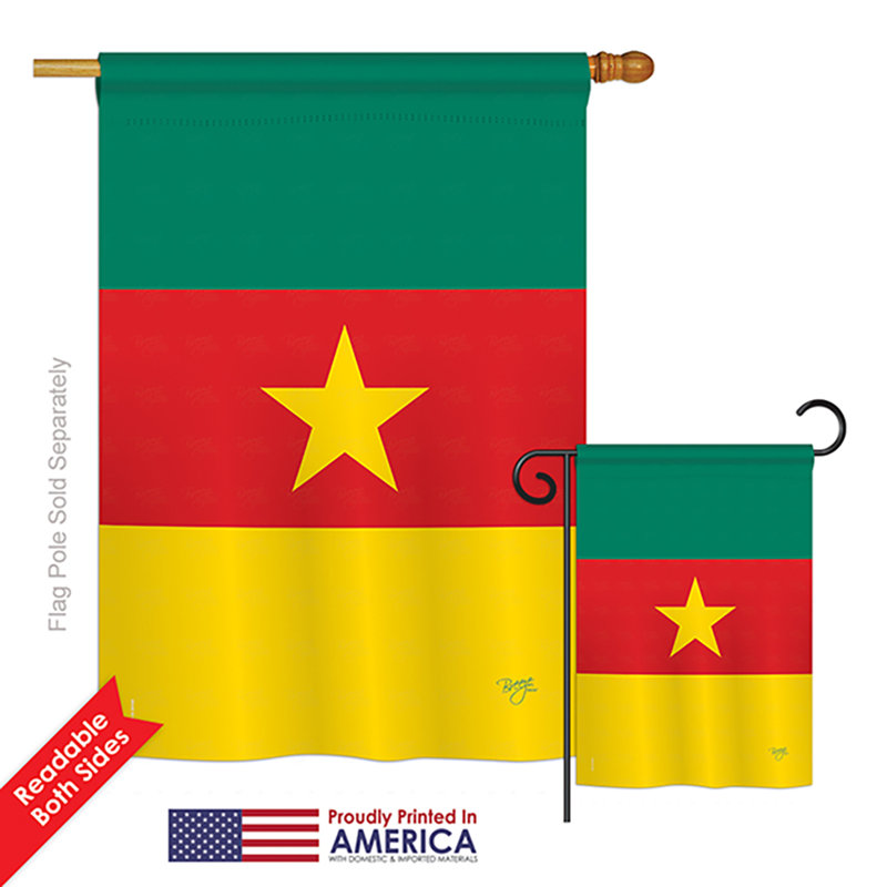 2 pièces cameroun du monde, drapeau de polyester vertical décoratif à 2 côtés