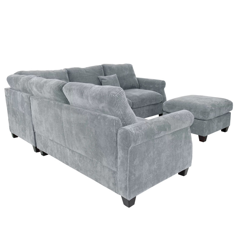Isela 4 - Piece Upholstered Sectional, Fog Corduroy