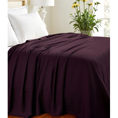 Twin Plum Cotton Woven Chevron Blanket