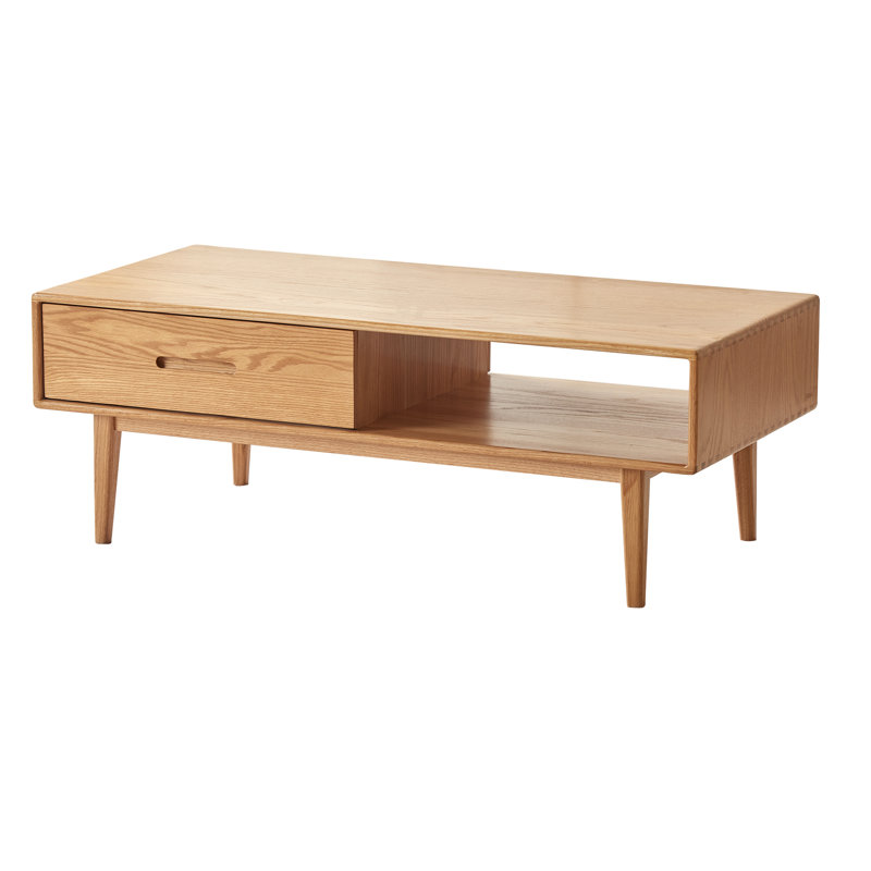 Table basse en bois massif en chêne nord-américain au design élégant et durable, parfaite pour le salon, Naturel