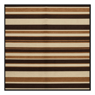 Washable Warm Brown Cream Striped Area Rug