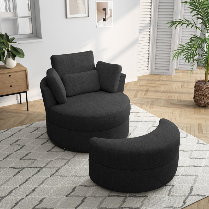 Chaise longue rembourrée avec coussin Niama, Mélange de polyester noir