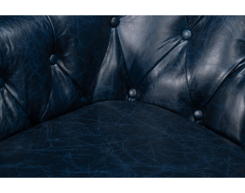 Coolidge Swivel Club Chair, Chateau Blue Genuine Leather