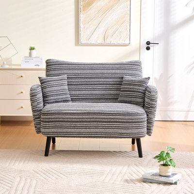 Modern Style Two-Seater Sofa With Comfortable Armrests, Armrest Pillows, And Storage Pockets, Deep-Seated Two-Seater Sofa, Comfortable Modern Sofa For Bedroom, Small Spaces, Apartments, And Offi