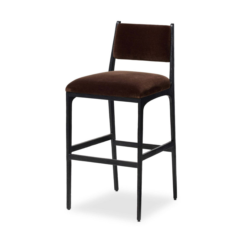Valeene Upholstered Bar Stool with Metal Frame, Monte Chocolate, Bar