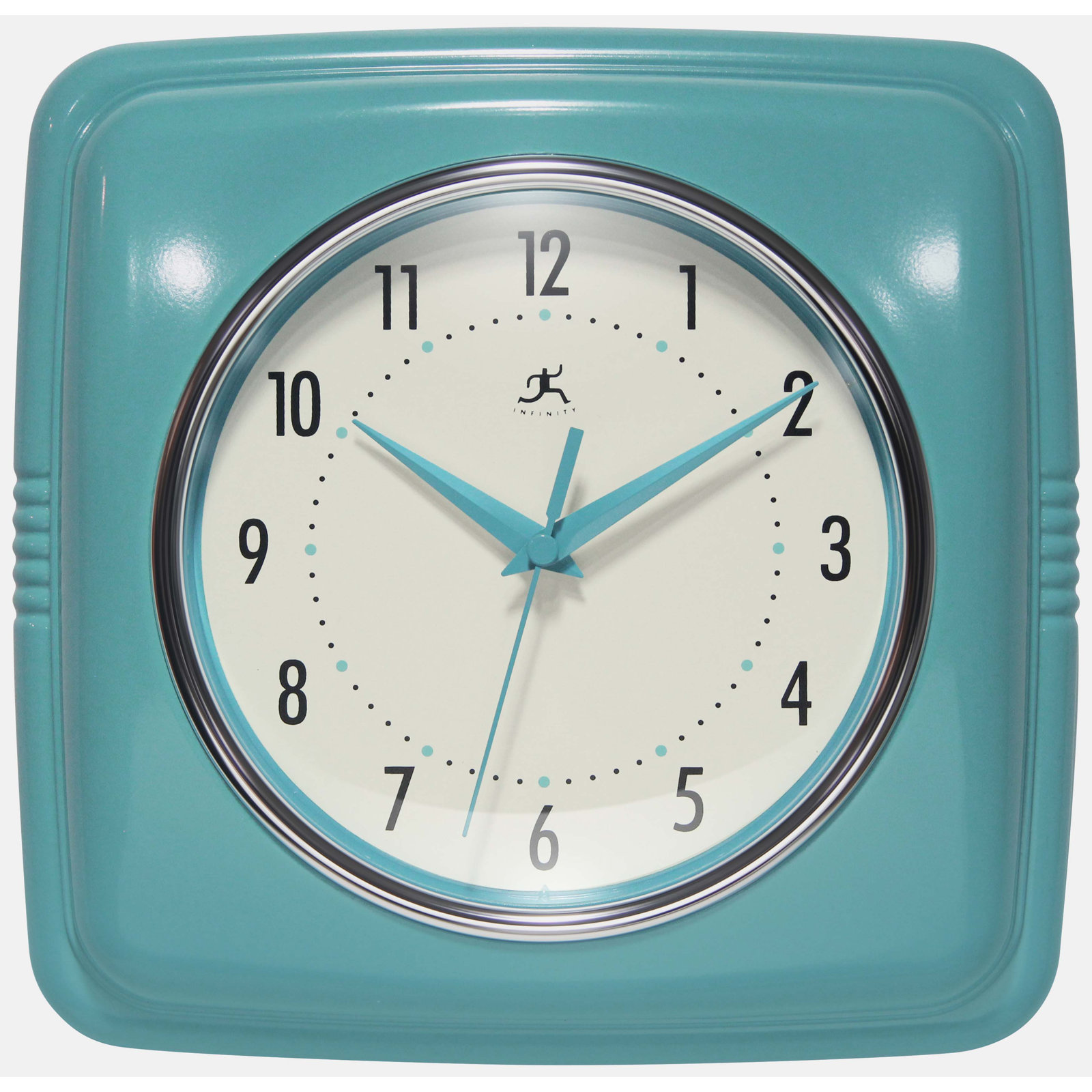 Orrwell Square Plastic Wall Clock 9.25 Inches, Turquoise