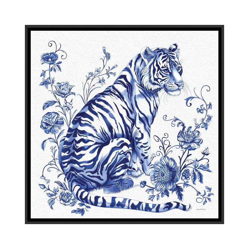 Chinoiserie Tiger by Lettered & Lined - Gallery-Wrapped Canvas Giclée on Canvas, 93.98 cm H x 93.98 cm W x 4.445 cm D, Black