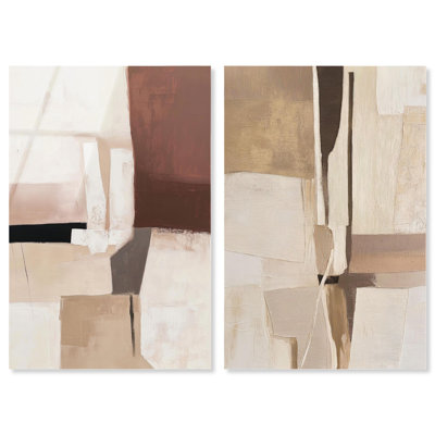 "Plaster Collage Boho Art", ensemble de 2 panneaux 