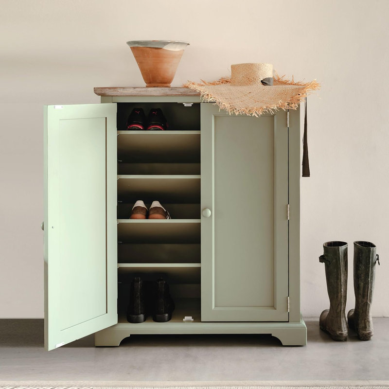 20 Pair Shoe Storage, Sage Green/Brown