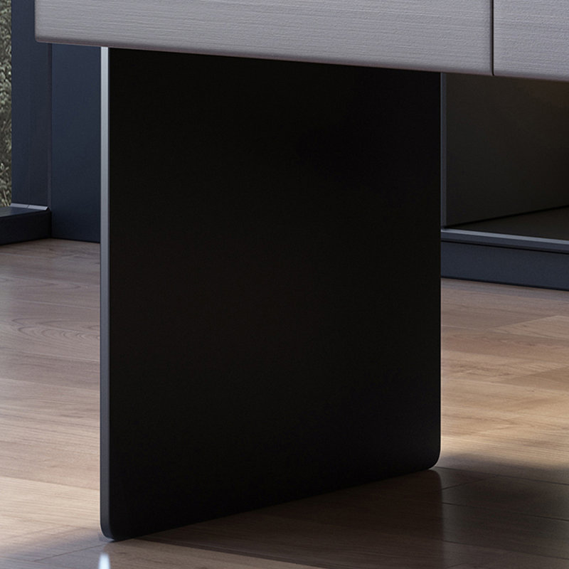 Smoky color Rectangular Manufactured wood+Stainless steel with 3 drawers desk, 29.33" H x 70.47" W x 27.36" D
