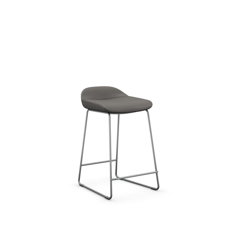 Tabouret Lilly , Argent, Vinyle cendré, Tabouret de comptoir (siège d'une hauteur de 24 p