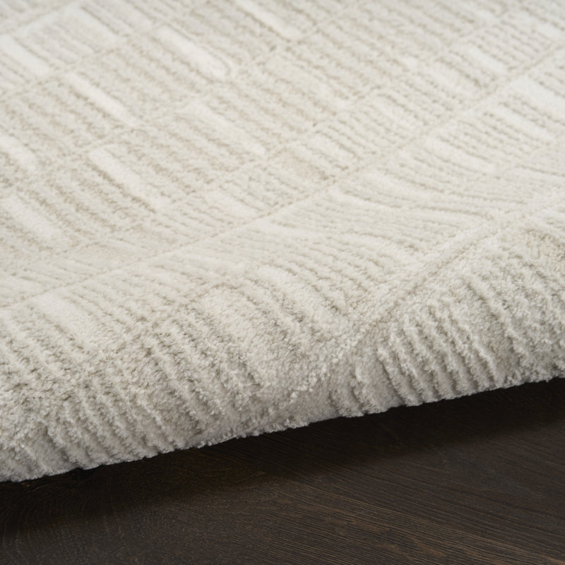 Tapis d'intérieur moderne ivoire Ebern Designs Reimann, Rectangle 5 pi x 7 pi